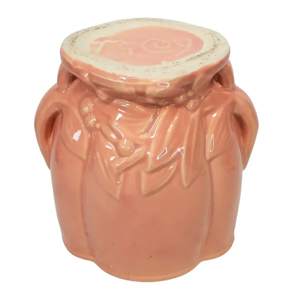 McCoy Pottery Vase Leaves and Berries Pink 7.25